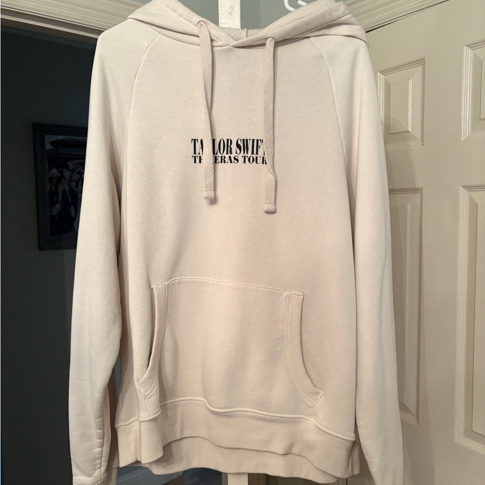 Taylor Swift Cream Hoodie with Tour Print